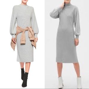 Banana Republic Gray Puff Lantern Sleeve Dress